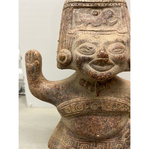 Vintage 1973 Souriant Dancer Terracotta Mayan Figurine Female Made In Mexico - Picture 3 of 9